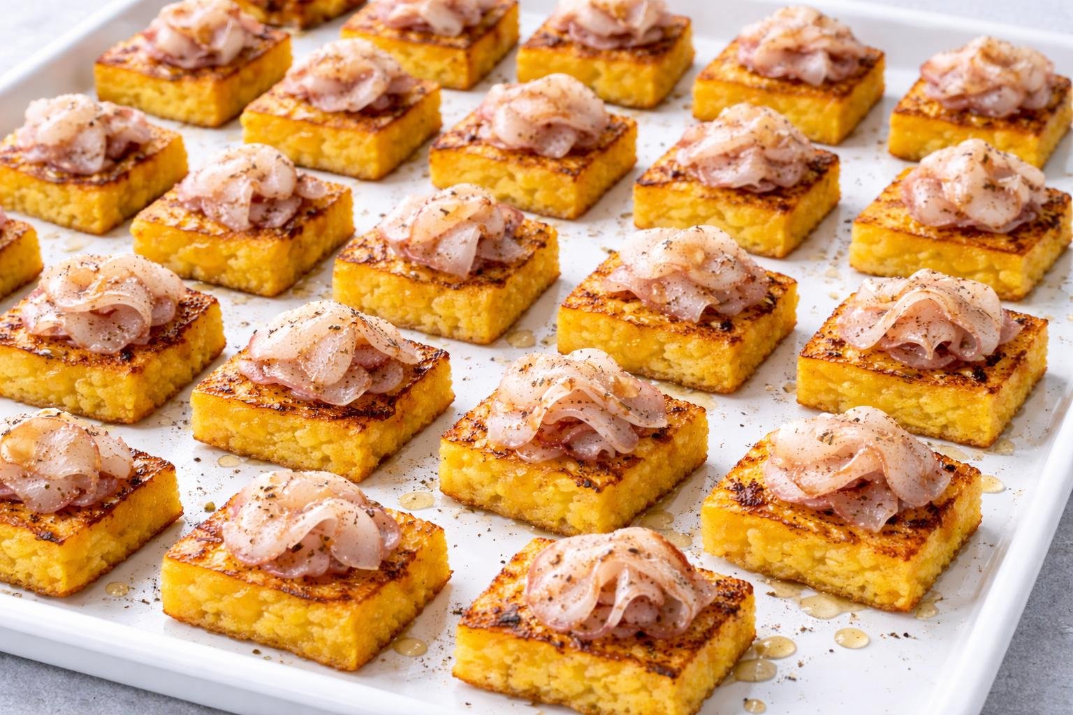 Mini polentine con lardo e miele